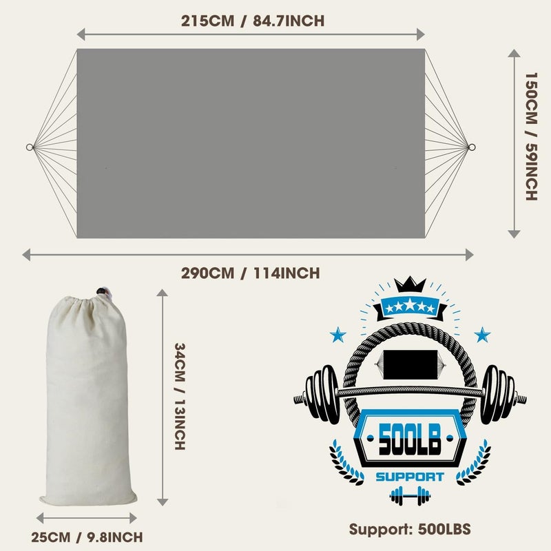 MOSFiATA Backyard Hammock with Tassels Max 500lbs Canvas Fabric Bohemian Style with Thickened Rope and Carry Bag for Outdoor, Garden, Patio, Wedding Decor (White) - Image 2